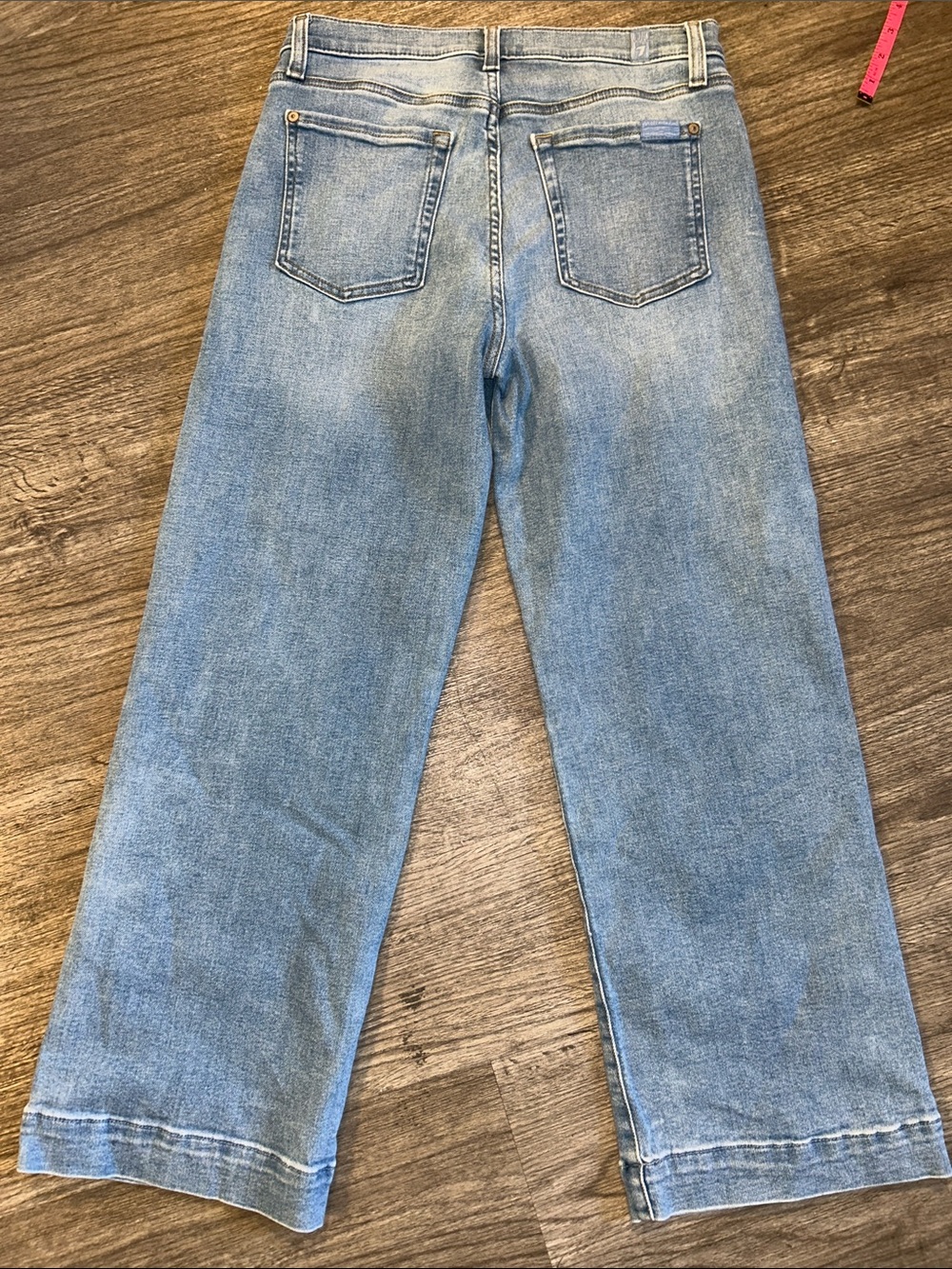 7 For All Mankind Cropped Alexa Jeans Size 28 High Rise Wide Leg Light Wash Stre - Picture 8 of 10